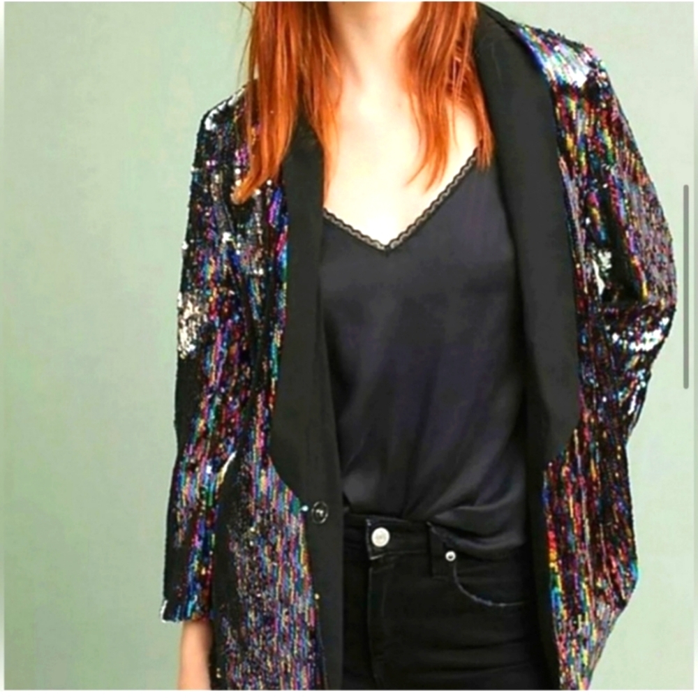 Anthropologie | Cartonnier Rainbow Sequin Blazer size XS